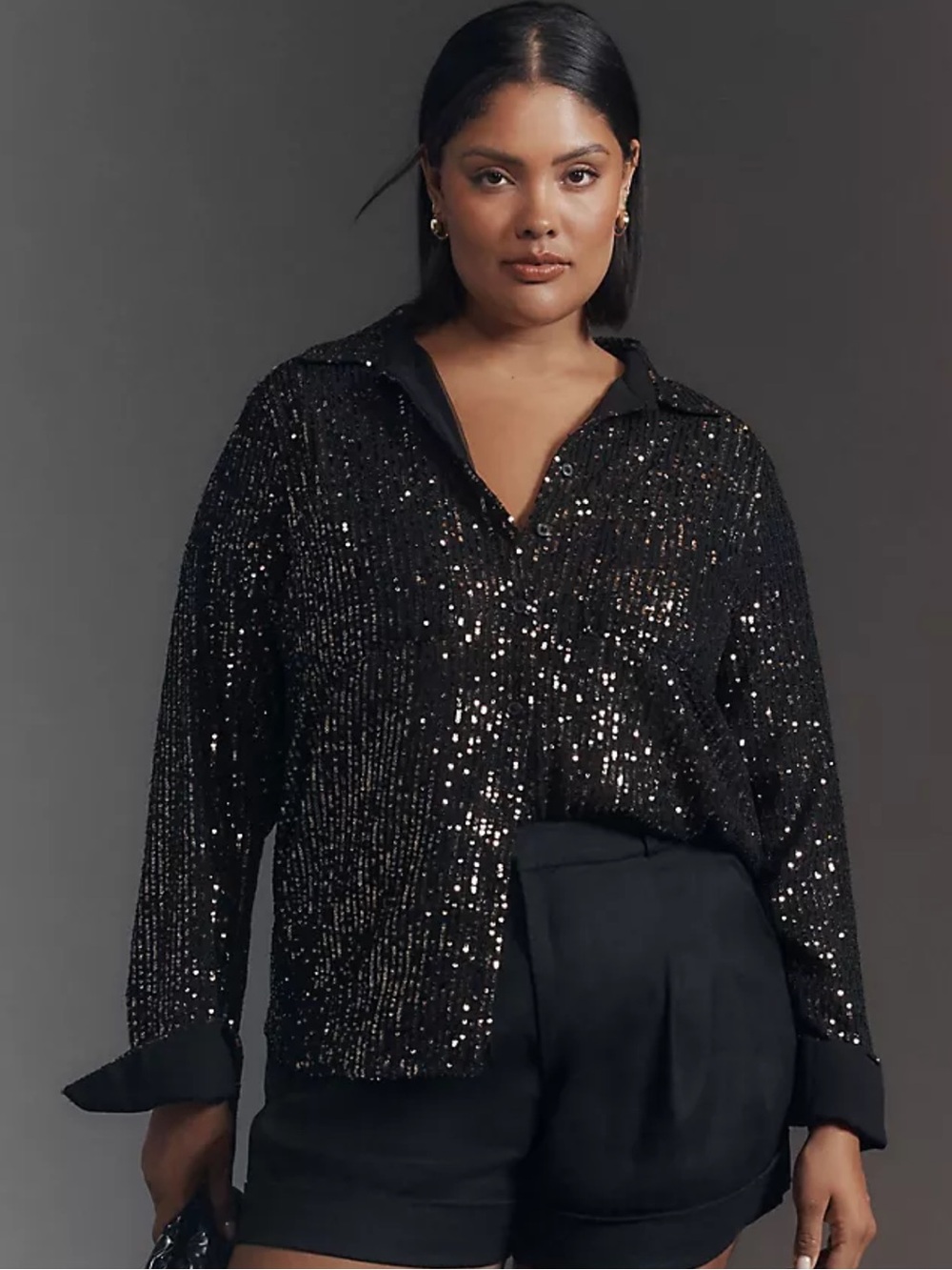 The Remie Sequin Buttondown Shirt by Anthropologie